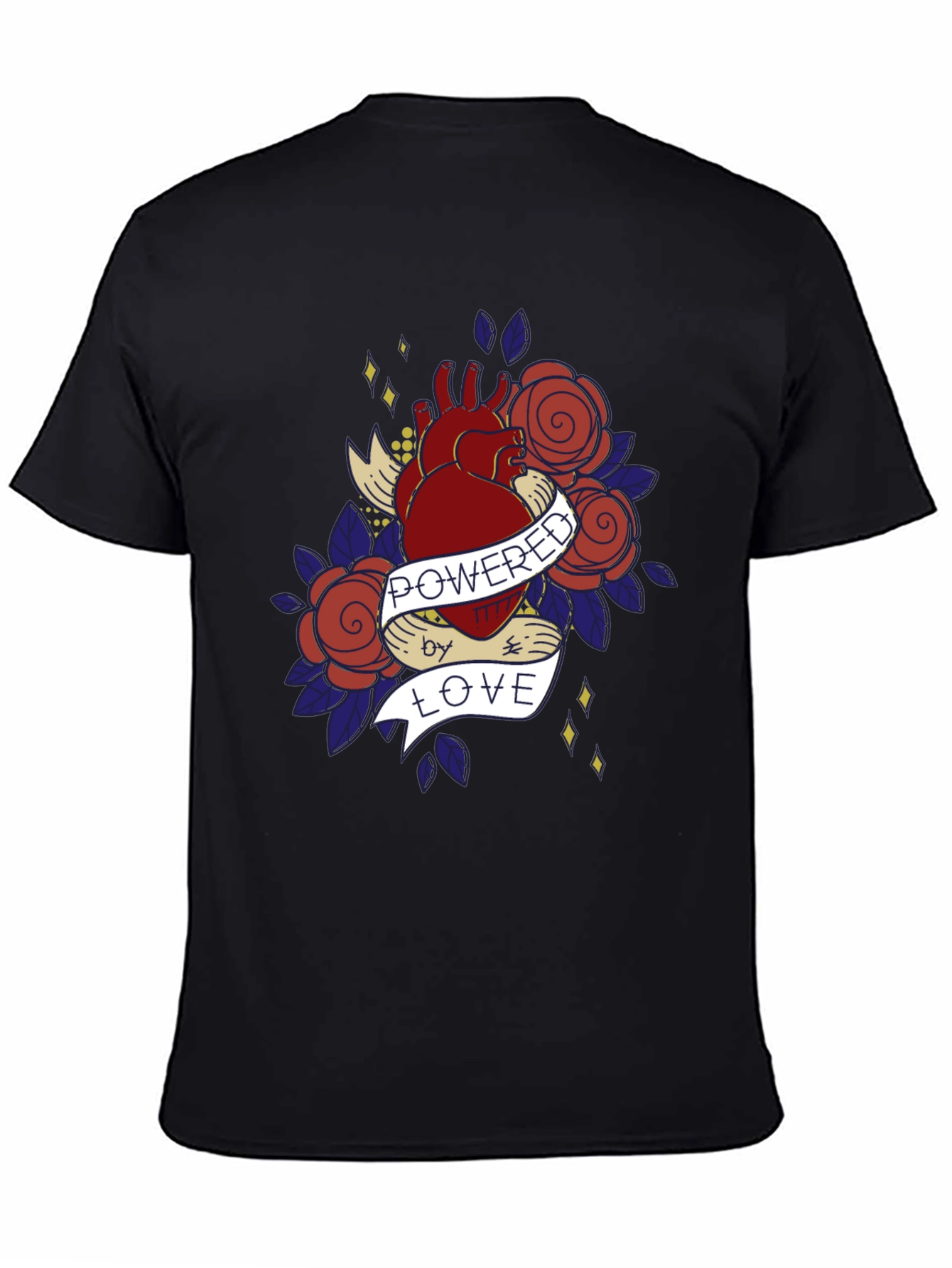 Heart & Roses Graphic T-Shirt - Powered by Love