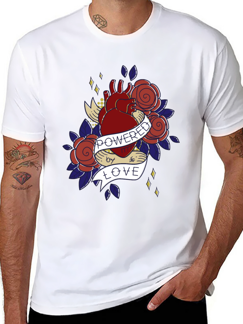 Heart & Roses Graphic T-Shirt - Powered by Love