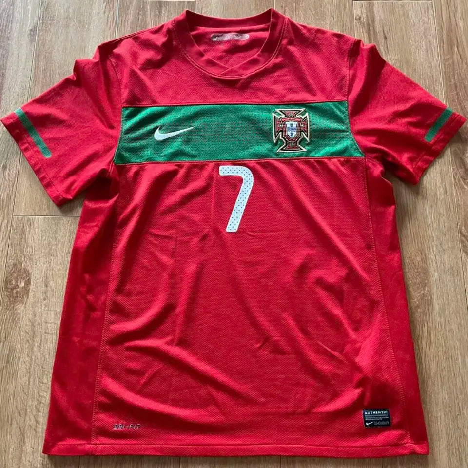 2010 Portugal Home Red Retro Soccer Jersey Front