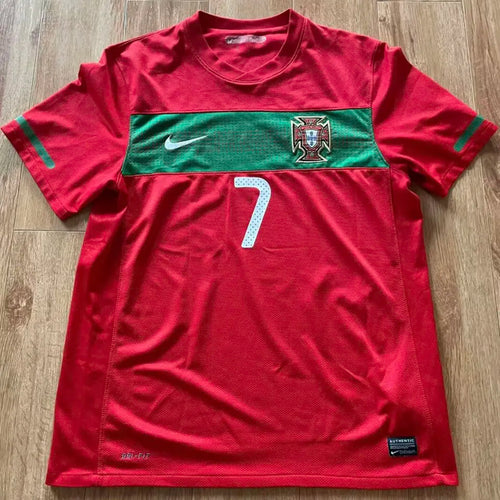 2010 Portugal Home Red Retro Soccer Jersey Front
