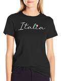 Italia Heart Flag Graphic Black T-Shirt