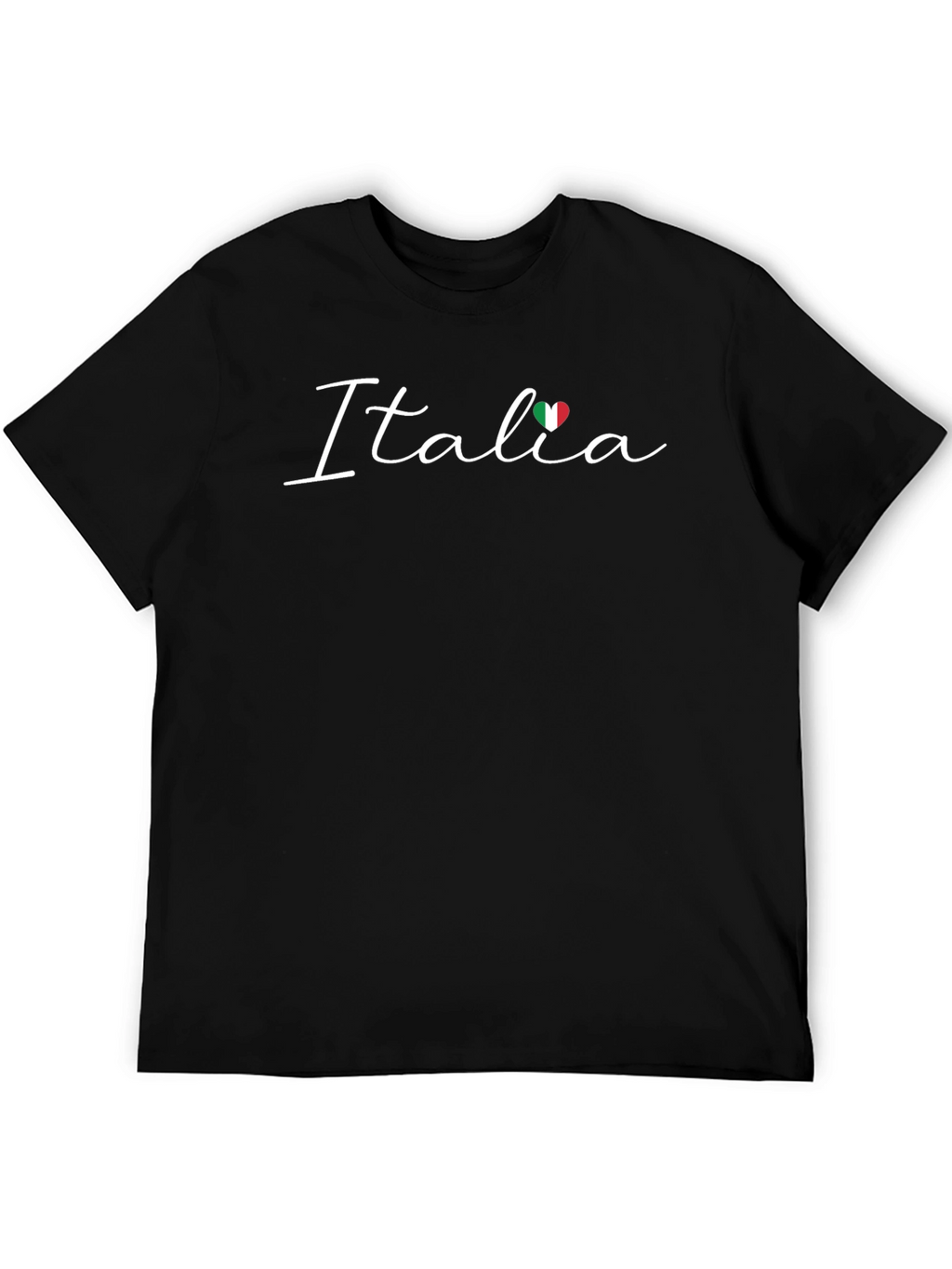 Italia Heart Flag Graphic Black T-Shirt