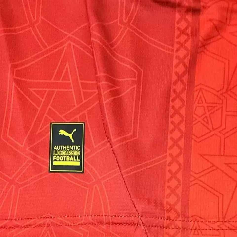 2025 Morocco Home Red Fans Soccer Jersey Detail 2