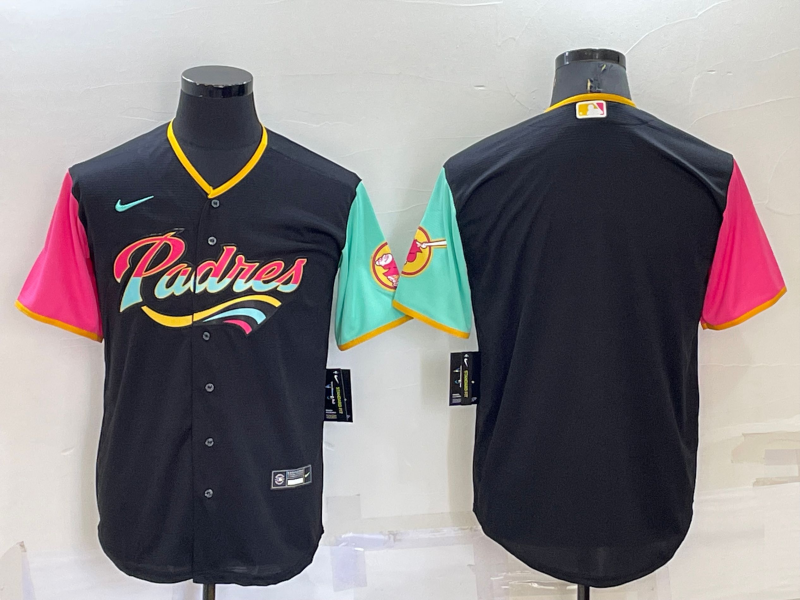 Men's San Diego Padres Black City Connect Replica Blank Jerseys