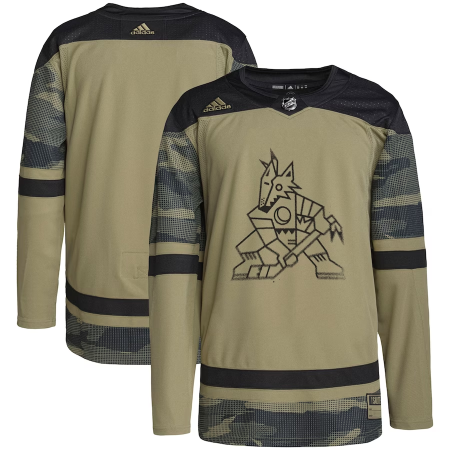 Men's Arizona Coyotes Camo Military Appreciation Team Authentic Practice Blank Jerseys