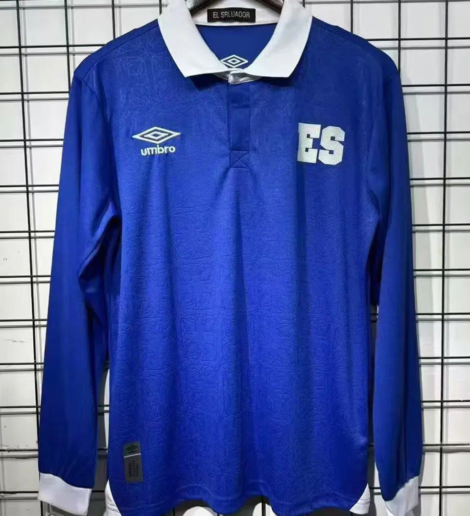 2025/26 EL Salvador Home Blue Long Sleeve Soccer Jersey 萨尔瓦多 Front