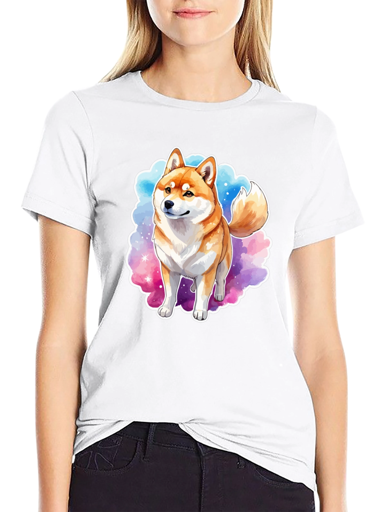 Shiba Inu Watercolor Graphic Tee