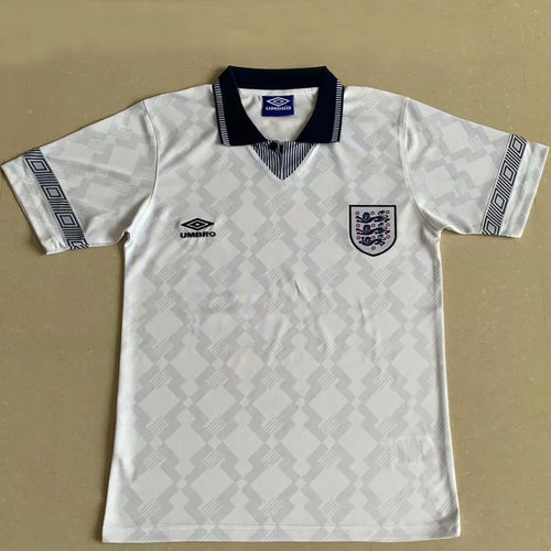 1990 England Home White Retro Soccer Jersey Front