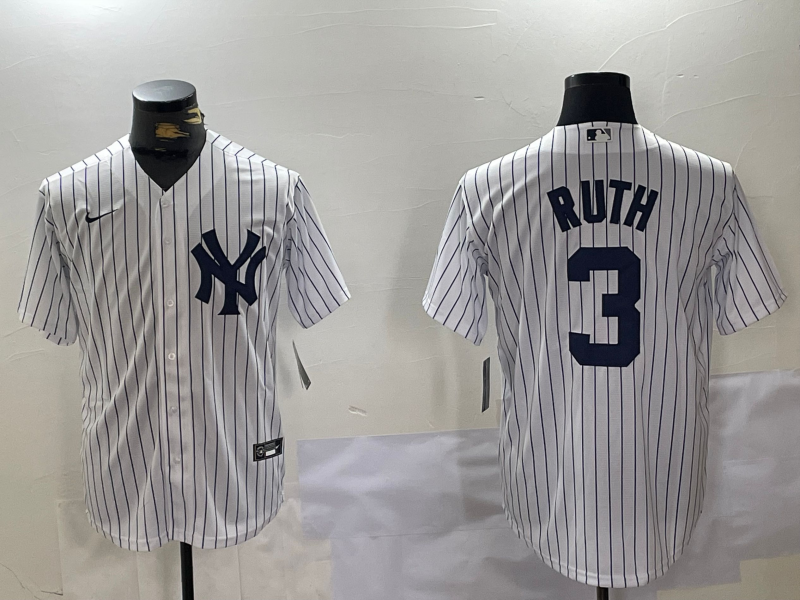 Men's New York Yankees Babe Ruth #3 White Game Player Jerseys