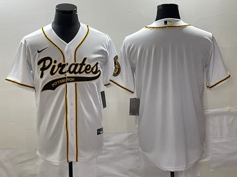 Men's Pittsburgh Pirates White Blank Replica Jerseys Joint Edition