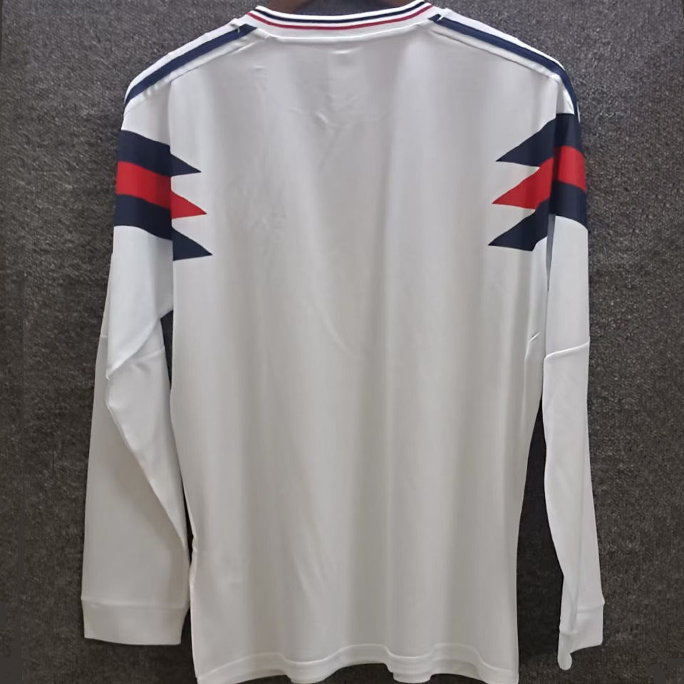 1990 England White Retro Long Sleeve Soccer Jersey Item NO.: 2140098 Back