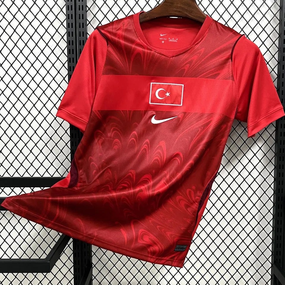 2026/27 Turkey Away Red Fans Soccer Jersey (Have Right Patch 有右臂章 白底黑字） Detail 3