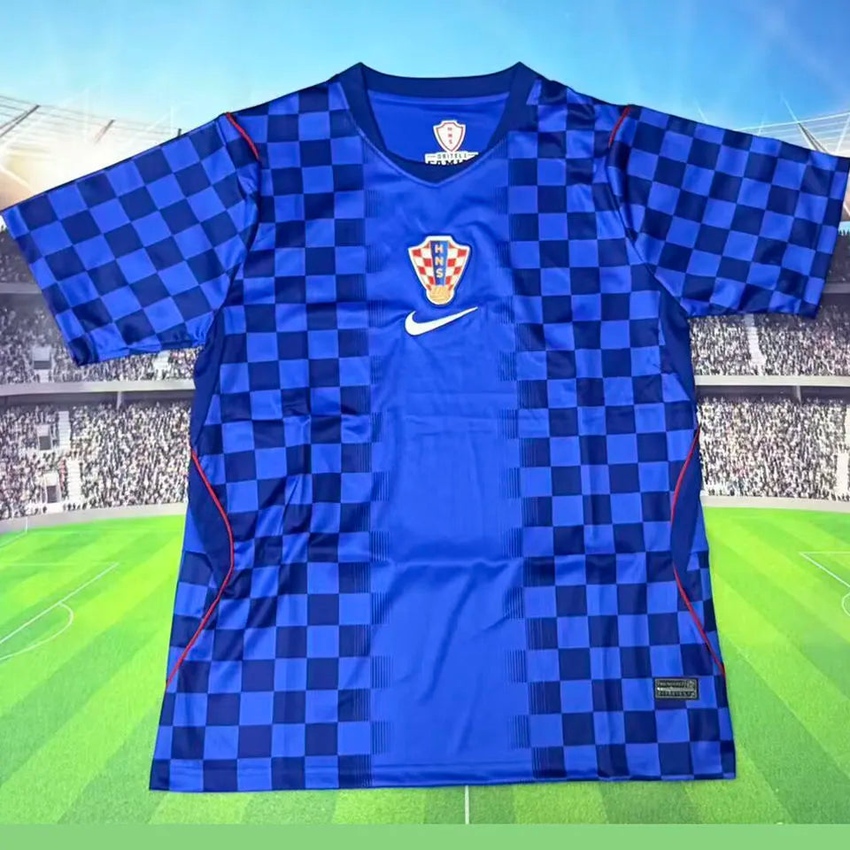 2026/27 Croatia Away Blue Fans Soccer Jersey (Have Right Patch 有右臂章 白底黑字） Back