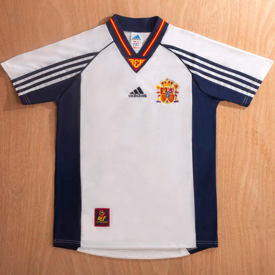 1998 Spain Away Retro Soccer Jersey Detail 2