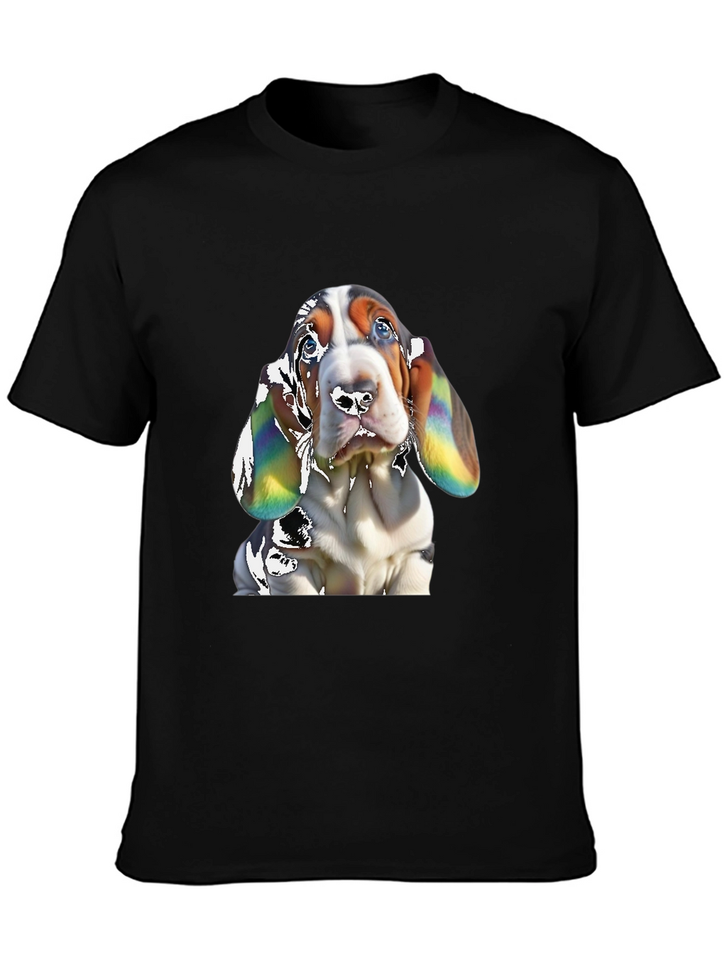 Basset Hound Dog Graphic Print Black T-Shirt