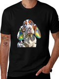 Basset Hound Dog Graphic Print Black T-Shirt