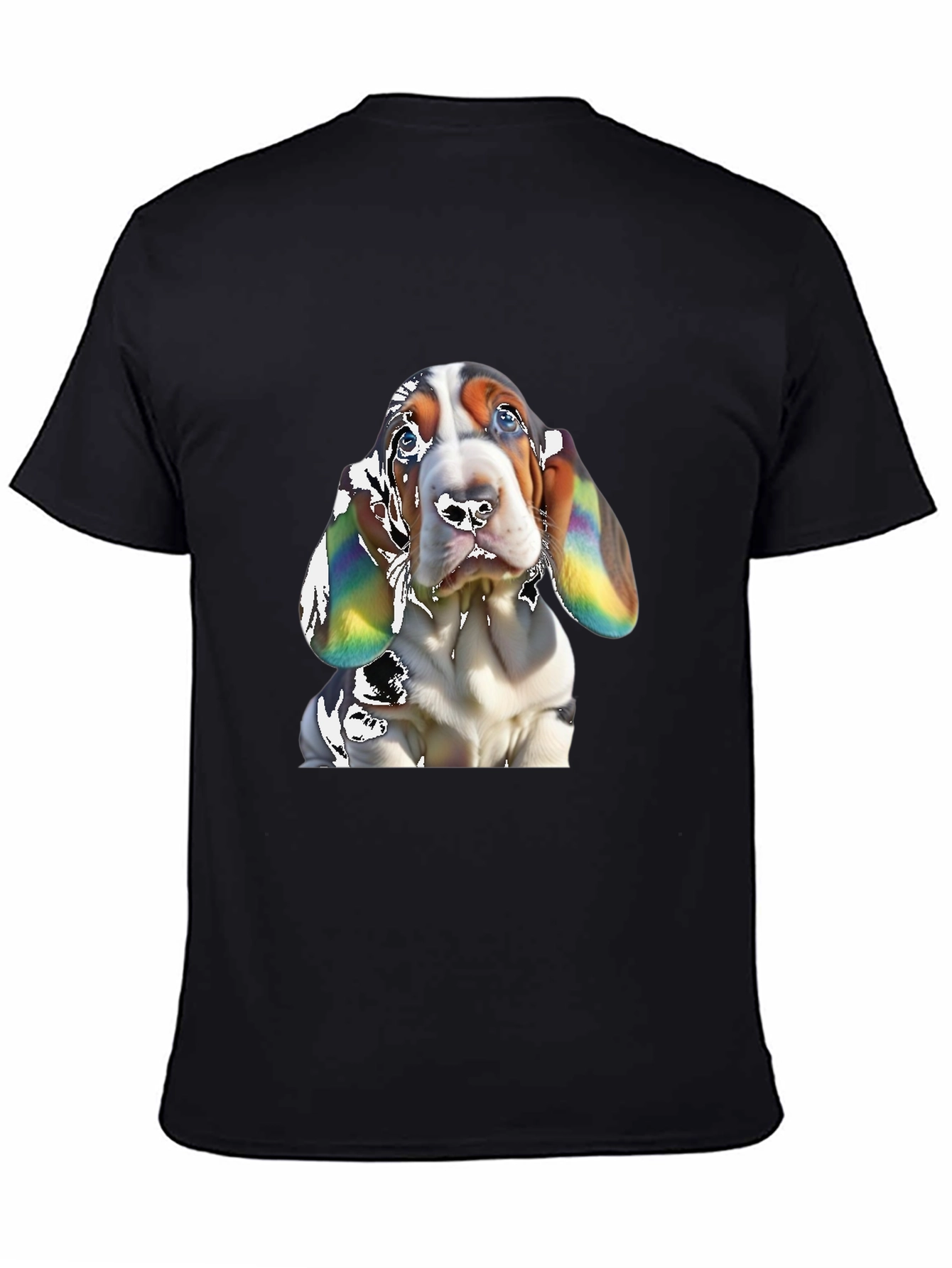 Basset Hound Dog Graphic Print Black T-Shirt