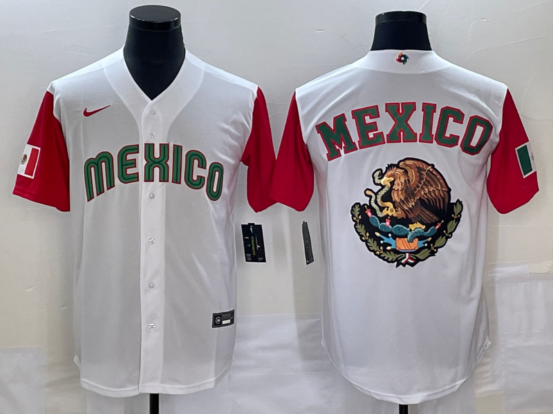 Men's 2023 World Baseball Classic Mexico White/Red Alternate Game Jerseys