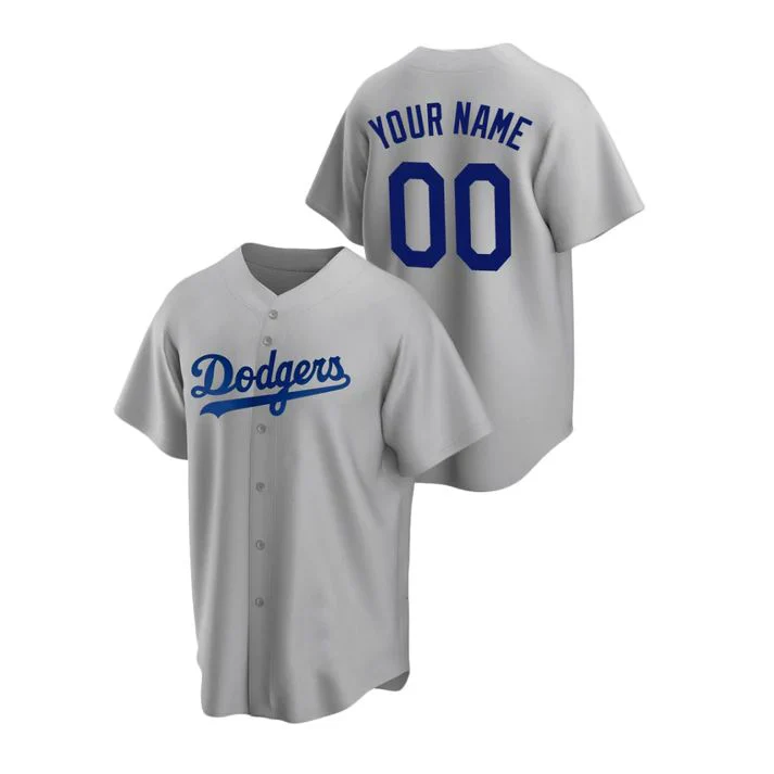 Men's Los Angeles Dodgers Gray Alternate Replica Custom Jerseys