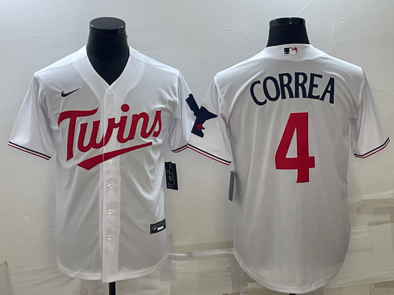 Men's Minnesota Twins Carlos Correa #4 White Home Replica Player Jerseys