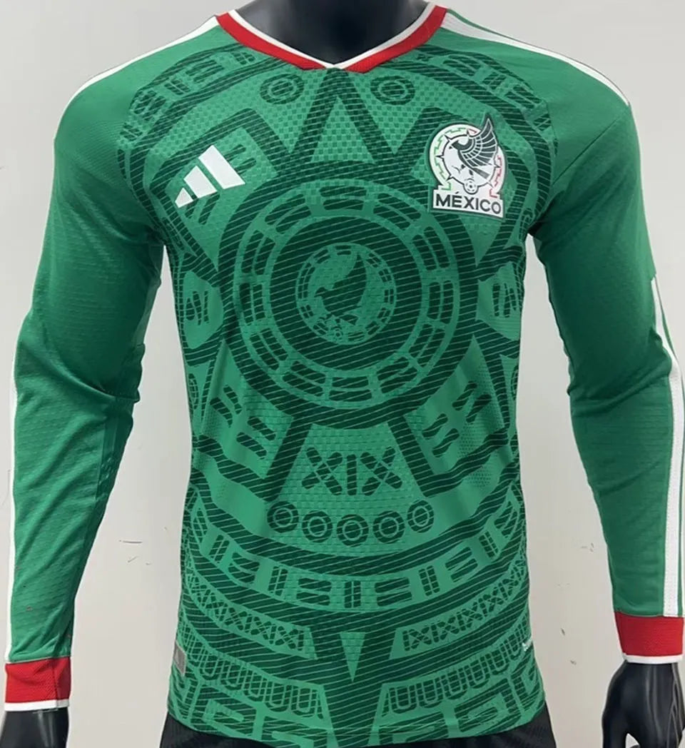 2026/27 Mexico Home Green Player Version Long Sleeve Soccer Jersey Front