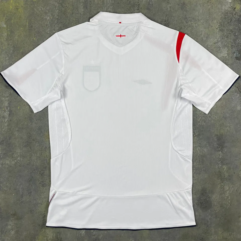 2006 England Home White Retro Soccer Jersey Detail 1