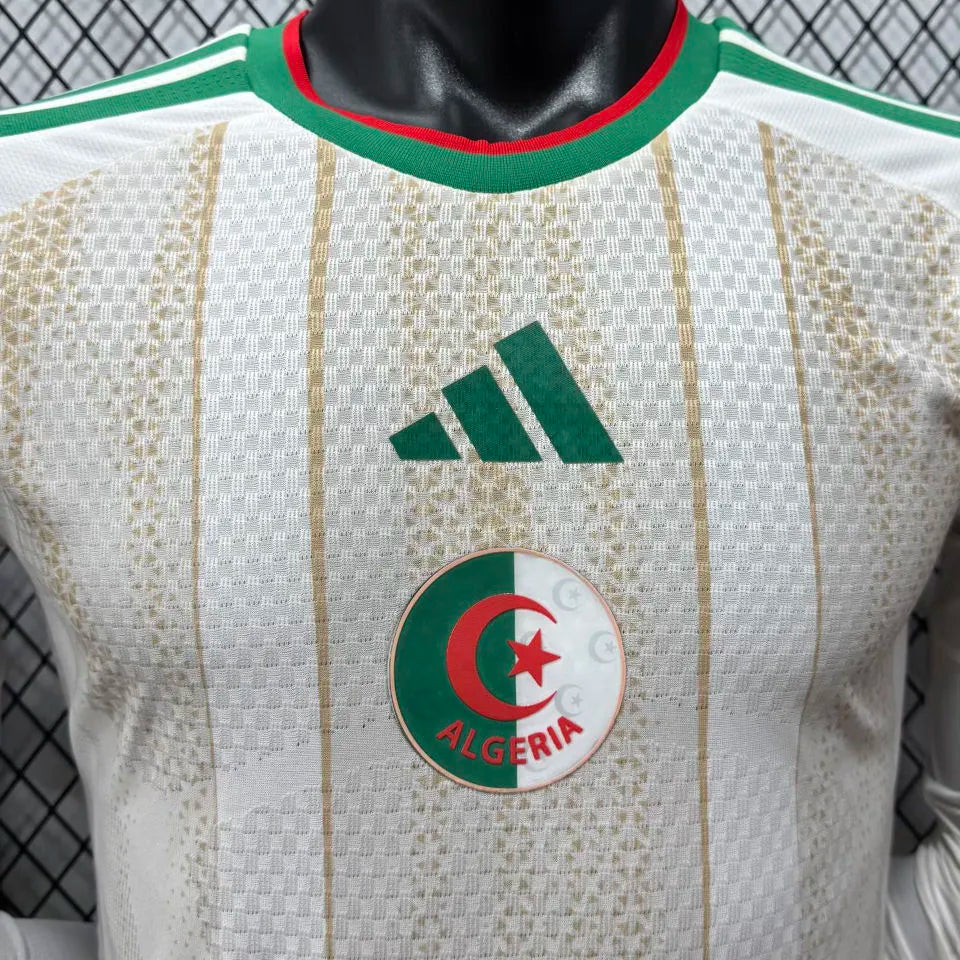 2026/27 Algeria Home White Player Version Long Sleeve Soccer Jersey Detail 4
