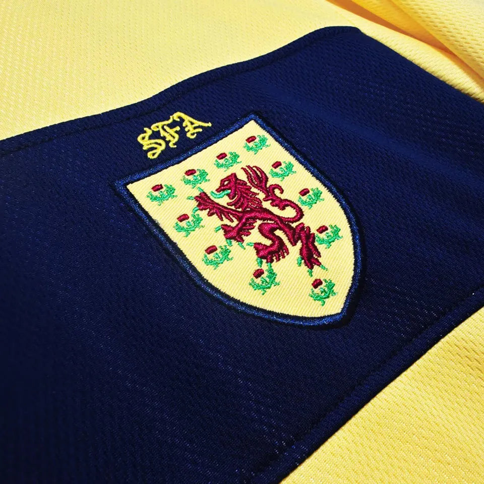 2002 Scotland Away Yellow Retro Soccer Jersey Detail 1