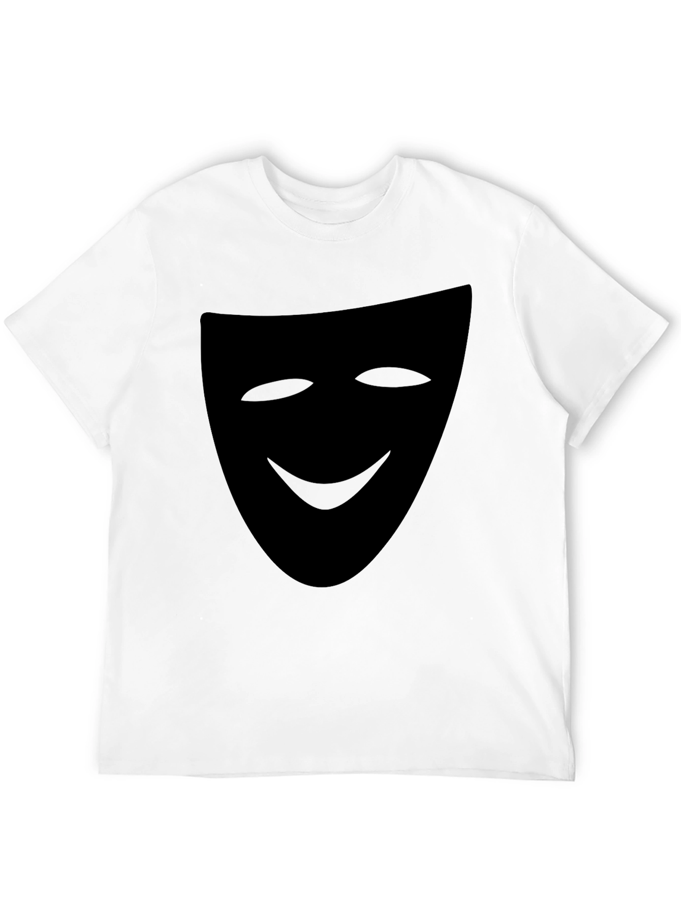Smiling Mask Graphic Tee - Black Casual T-Shirt