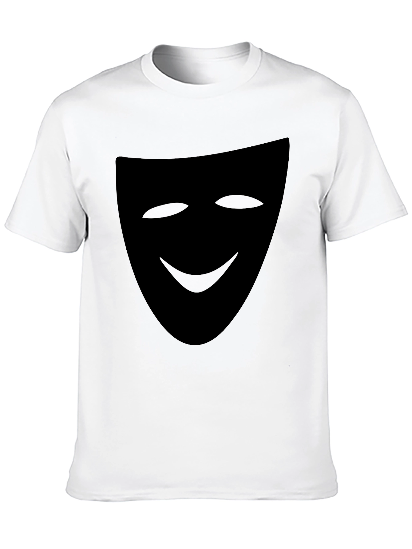 Smiling Mask Graphic Tee - Black Casual T-Shirt
