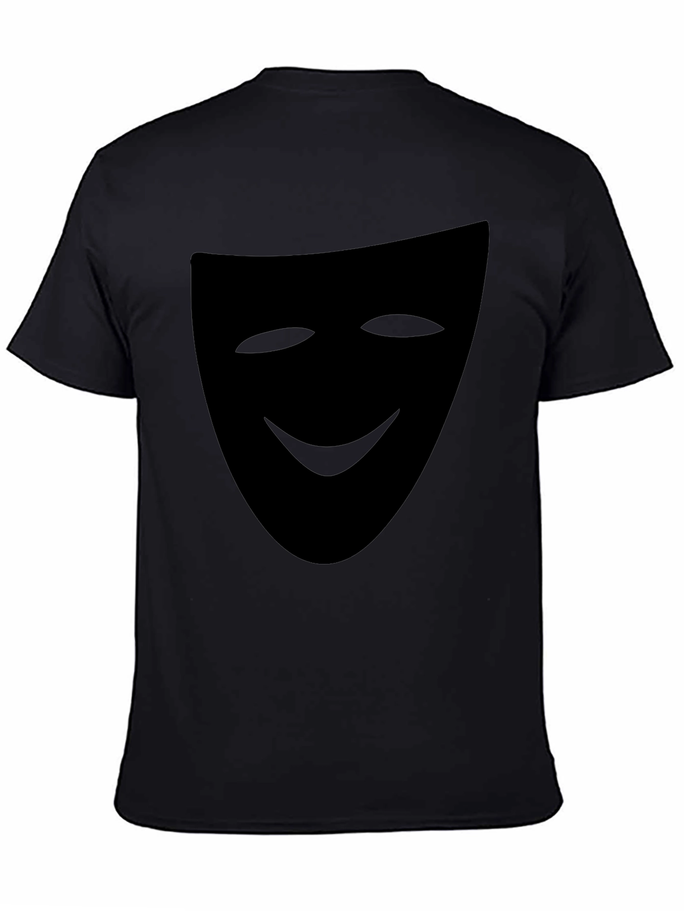 Smiling Mask Graphic Tee - Black Casual T-Shirt