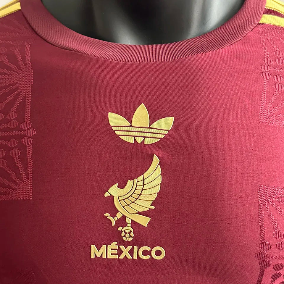 2025 Mexico Red Special Edition Player Version Long Sleever Jersey Detail 4