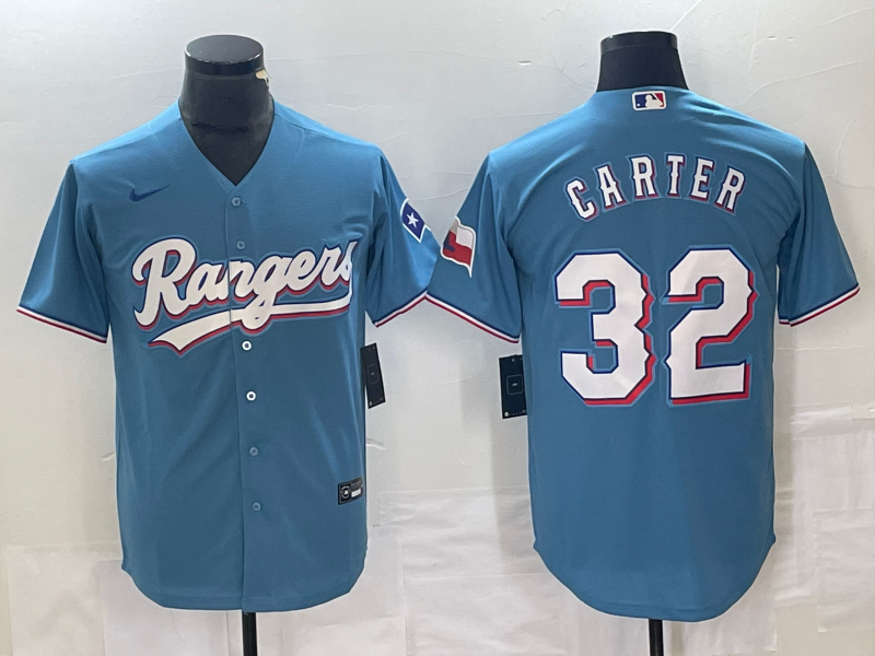 Men's Texas Rangers Evan Carter #32 Light Blue Replica Player Jerseys
