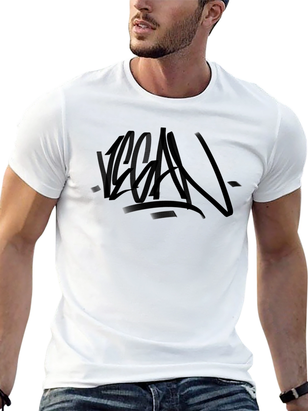 Vegan Graffiti Style Black T-Shirt