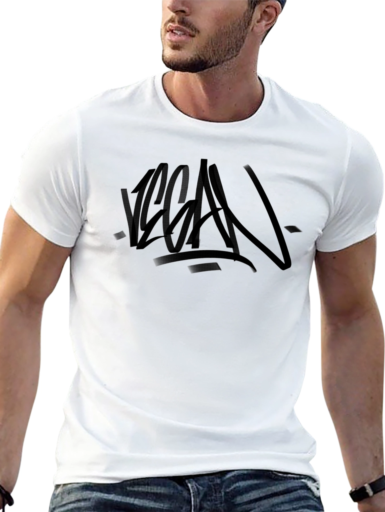 Vegan Graffiti Style Black T-Shirt