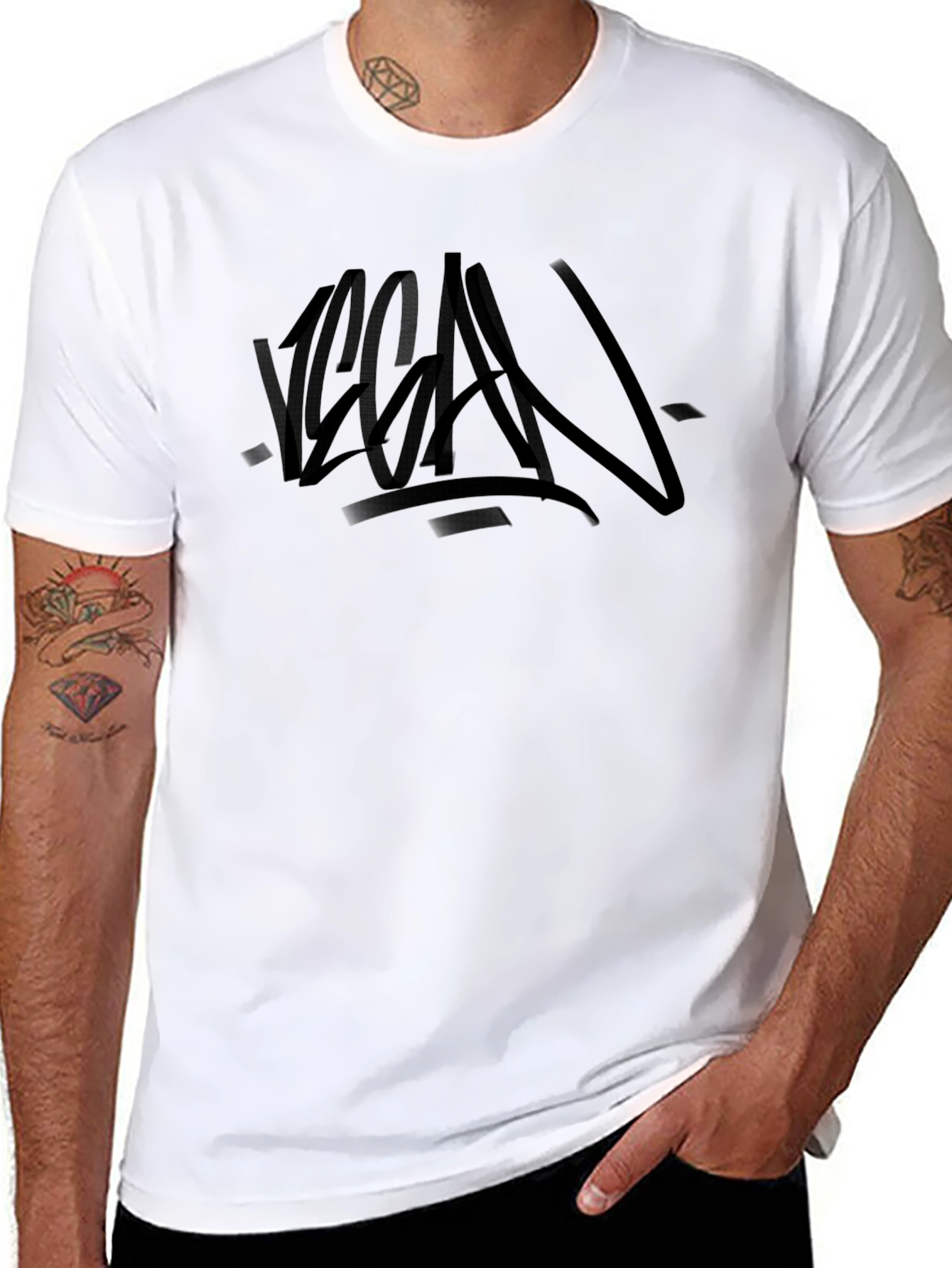 Vegan Graffiti Style Black T-Shirt
