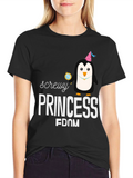 Screw Princessdom T-Shirt with Penguin Graphic