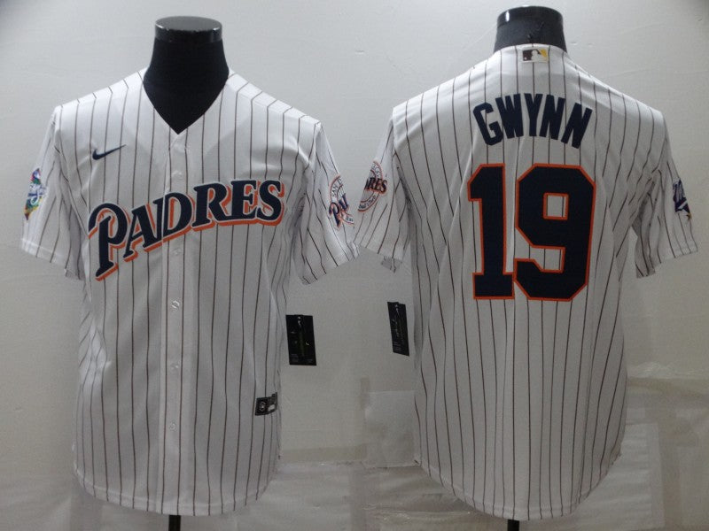 Men's San Diego Padres Tony Gwynn #19 White Replica Team Jerseys