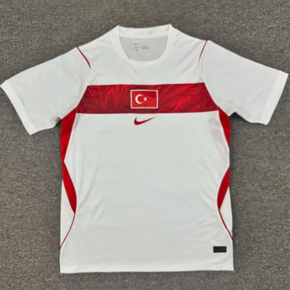 2026/27 Turkey Home White Fans Soccer Jersey (Have Right Patch 有右臂章 黑底白字） Back