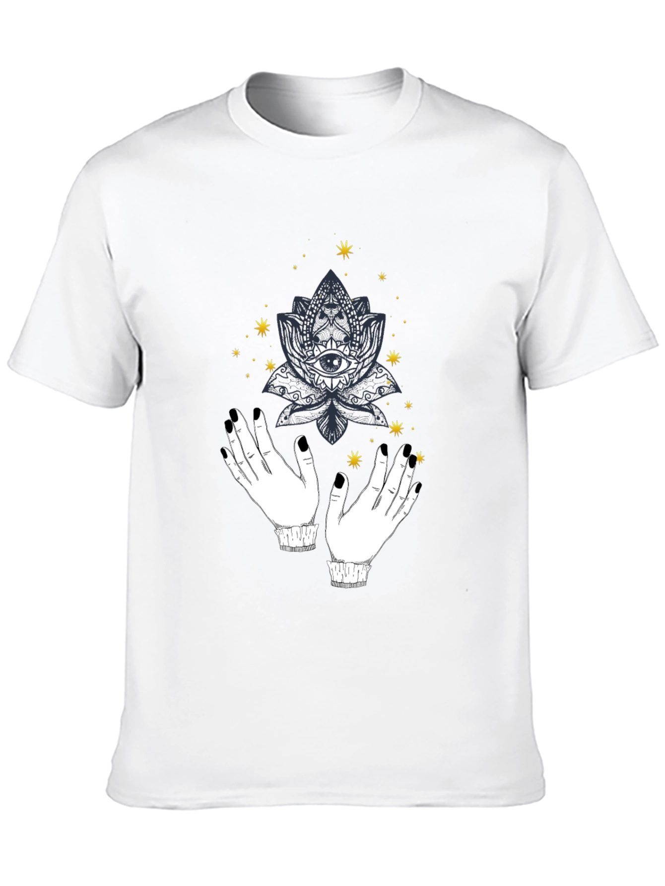 Mystic Eye Lotus Graphic Tee - Stylish Mens Black T-Shirt