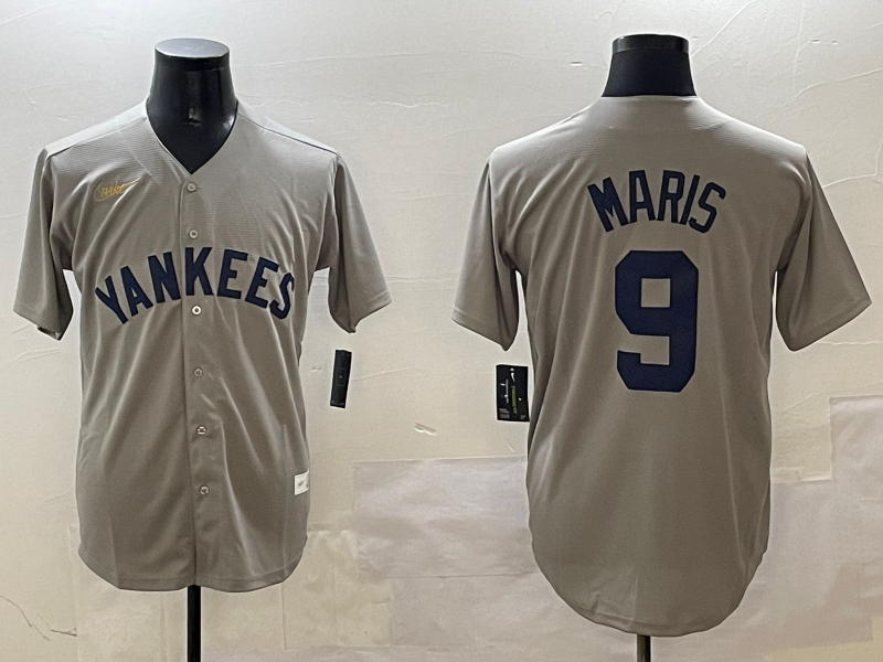 Men's New York Yankees Roger Maris #9 Gray Game Player Jerseys