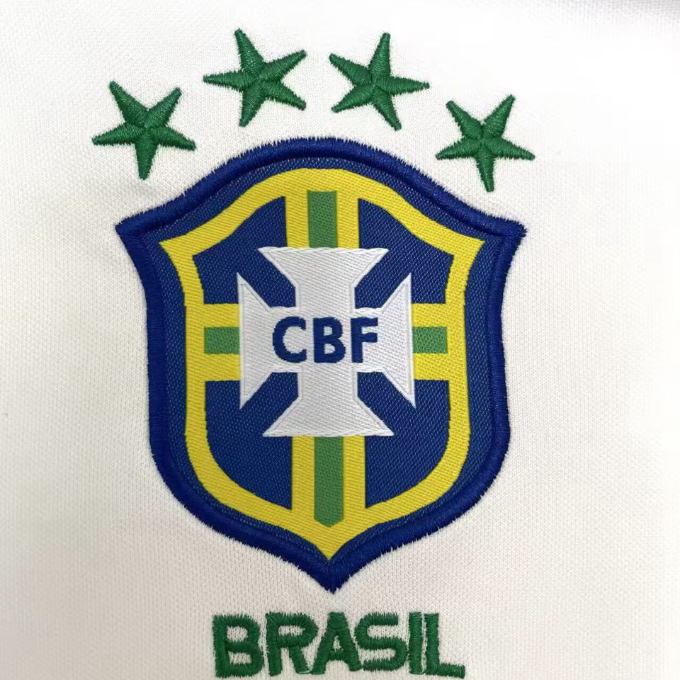 1998 Brazil White Retro Long Sleeve Soccer Jersey Item NO.: 2153863 Detail 2