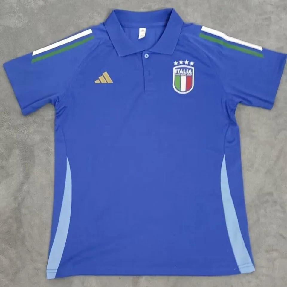 2024/25 Italy Blue POLO Short Jersey Front