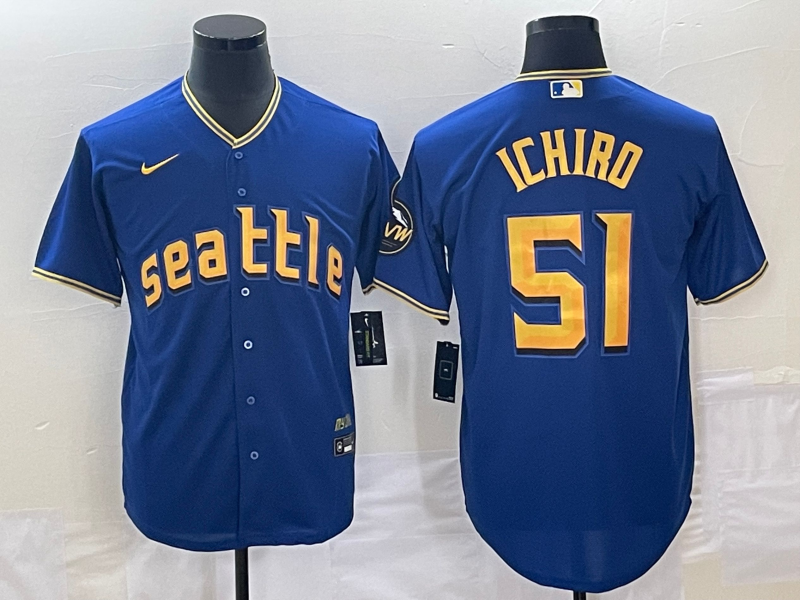 Men's Seattle Mariners Ichiro Suzuki #51 Royal 2023 City Connect Replica Jerseys