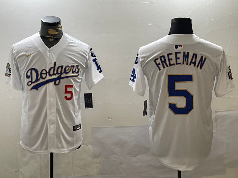 Men's Los Angeles Dodgers Freddie Freeman #5 White Game Jerseys