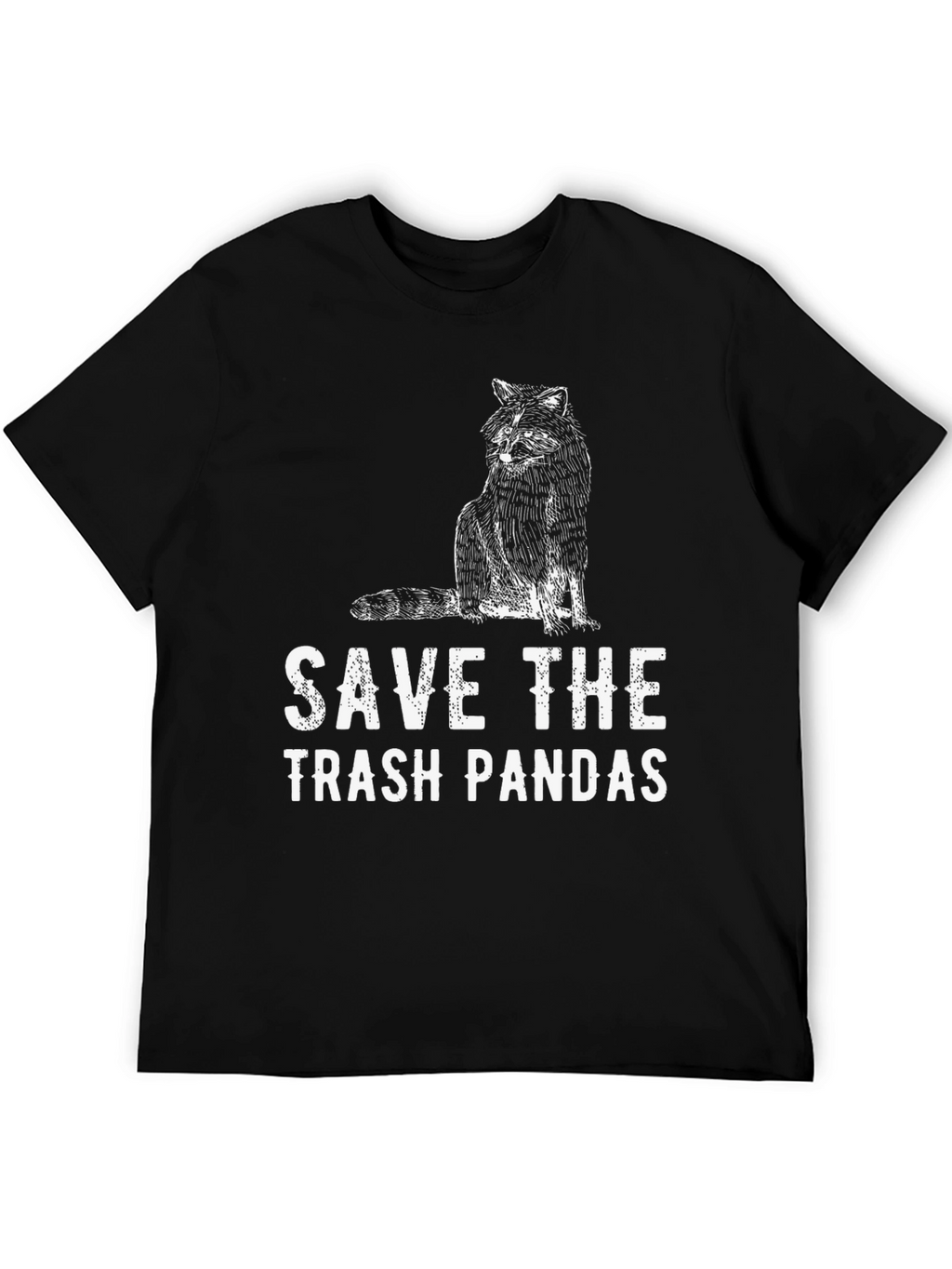 Save The Trash Pandas T-Shirt - Black Crew Neck