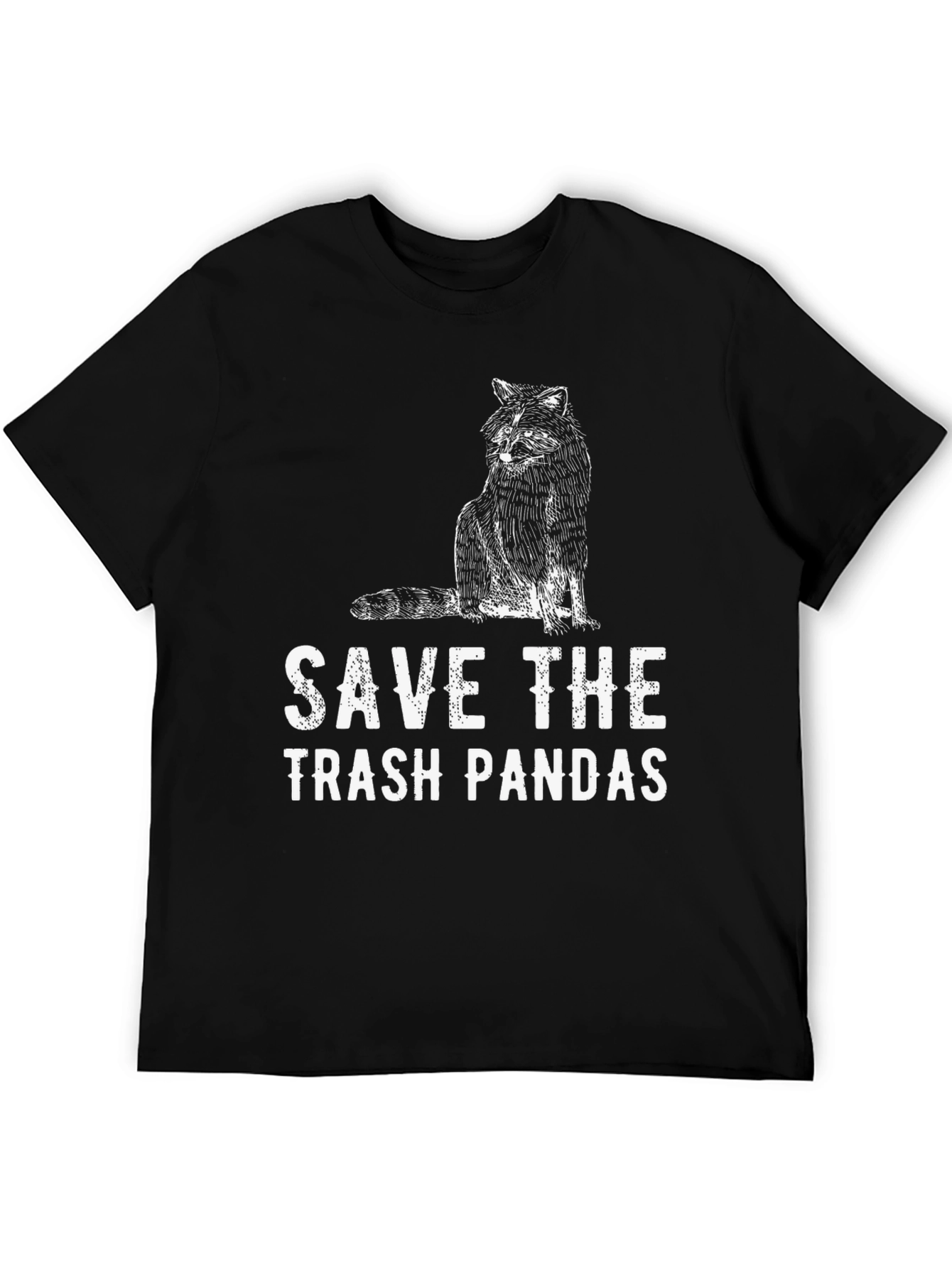 Save The Trash Pandas T-Shirt - Black Crew Neck