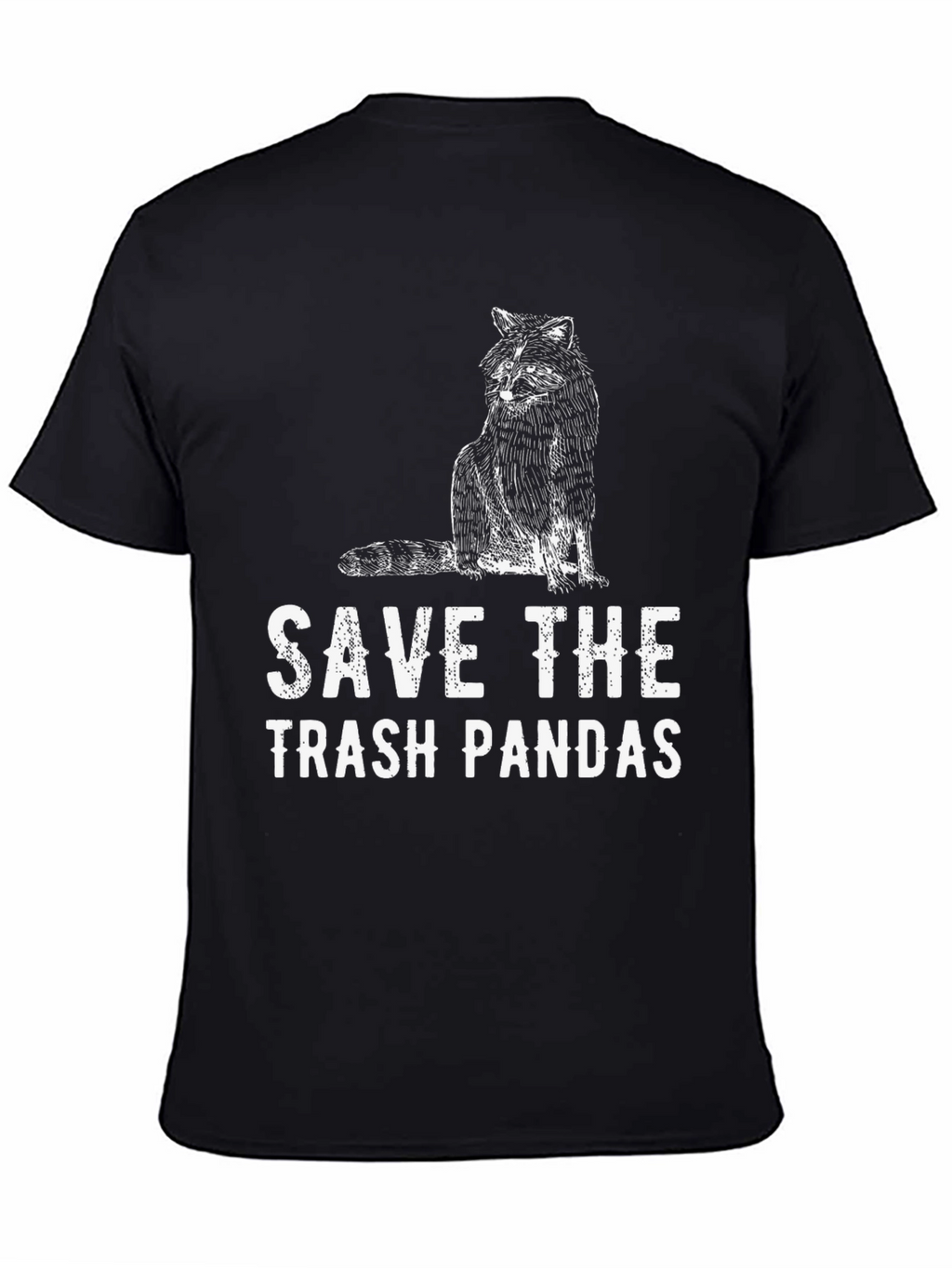 Save The Trash Pandas T-Shirt - Black Crew Neck