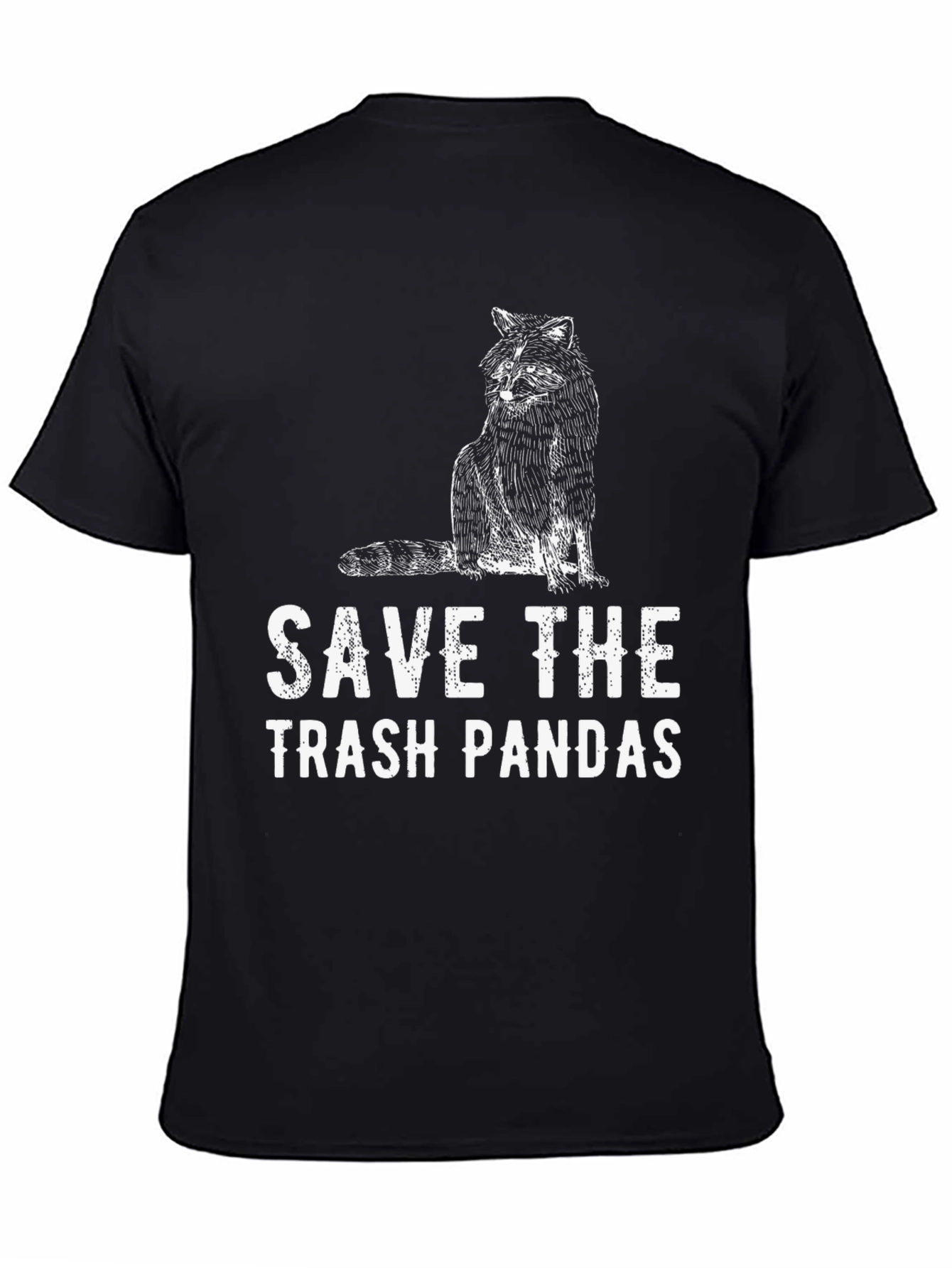 Save The Trash Pandas T-Shirt - Black Crew Neck