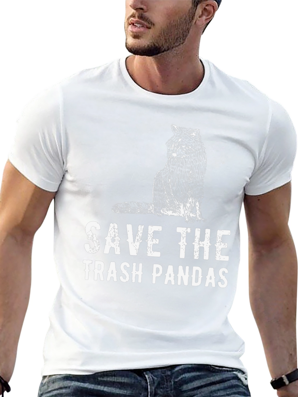 Save The Trash Pandas T-Shirt - Black Crew Neck